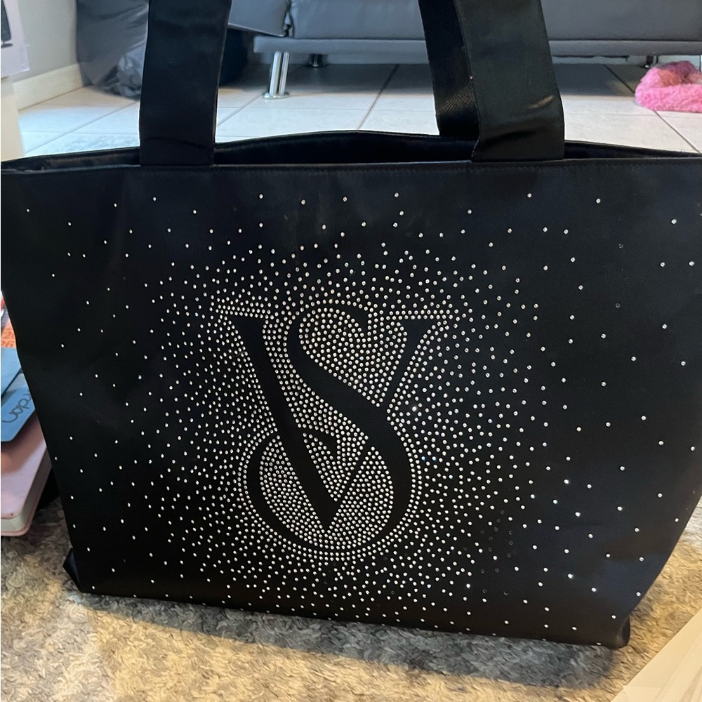 Victoria's Secret Black Tote with Studded Logo
